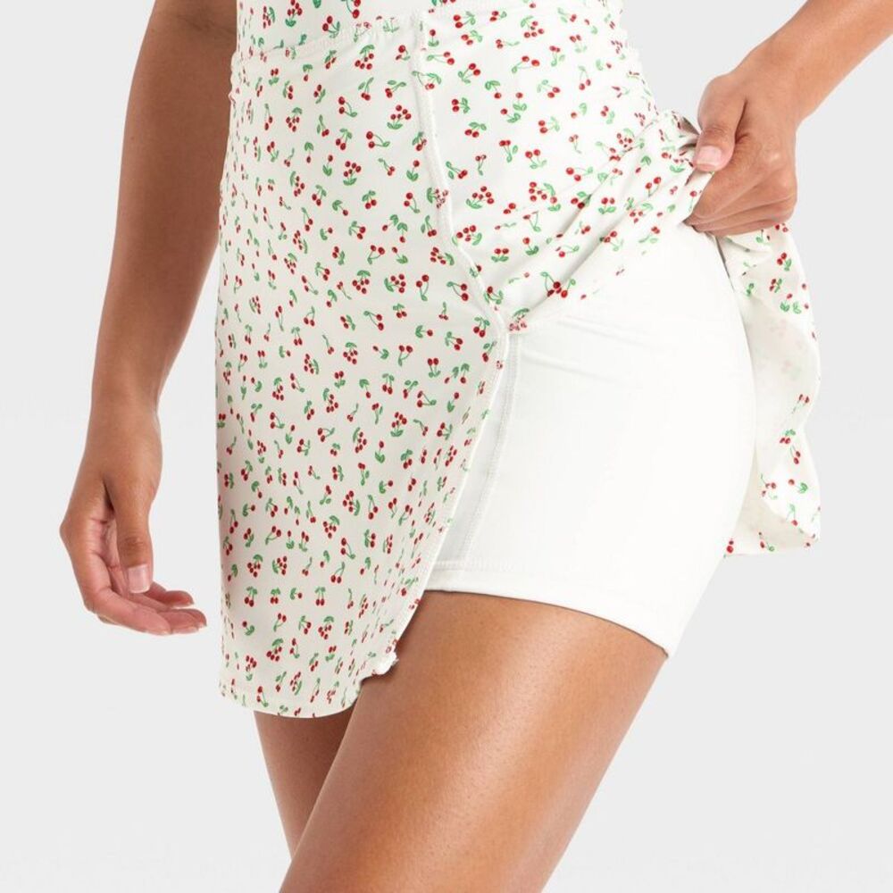 JoyLab - Women's Knit Square Neck Slit Active Dress - JoyLab™ Cherry Print XS - Picture 4 of 4